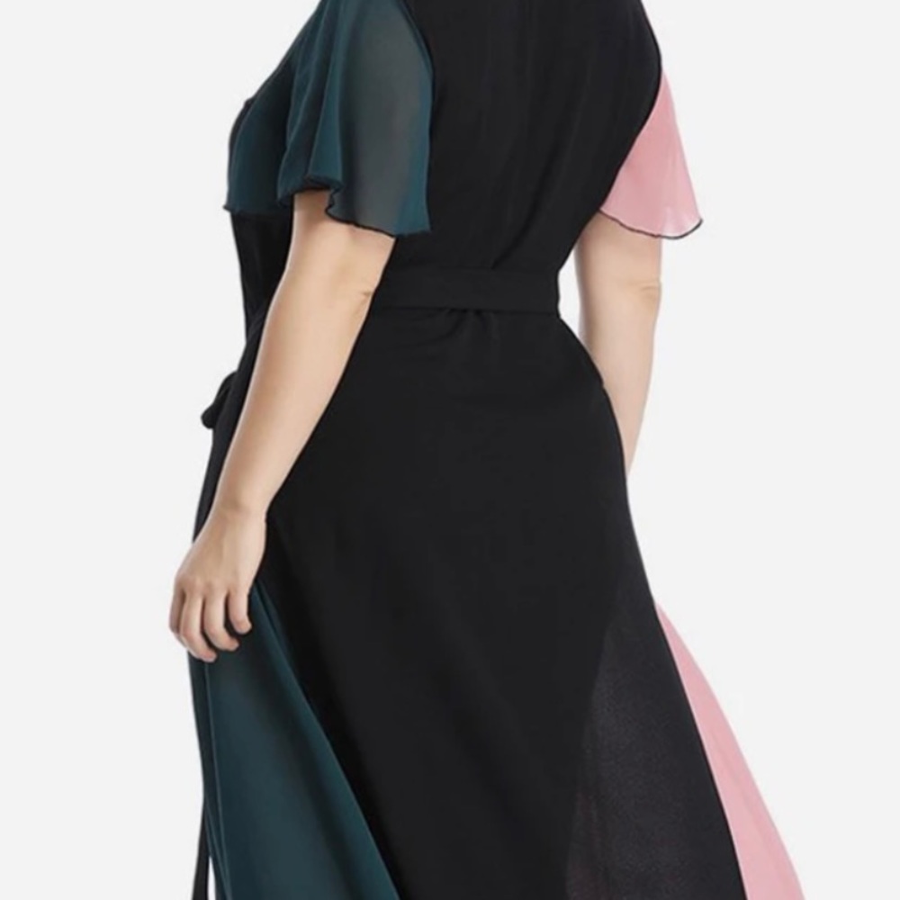 V-Neck Patchwork Dress - image 3